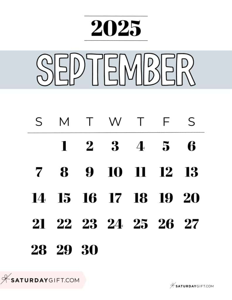 September 2025 Calendars - 23 Cute Free Printable Pdfs | Saturdaygift pertaining to General Blue September 2025 Calendar