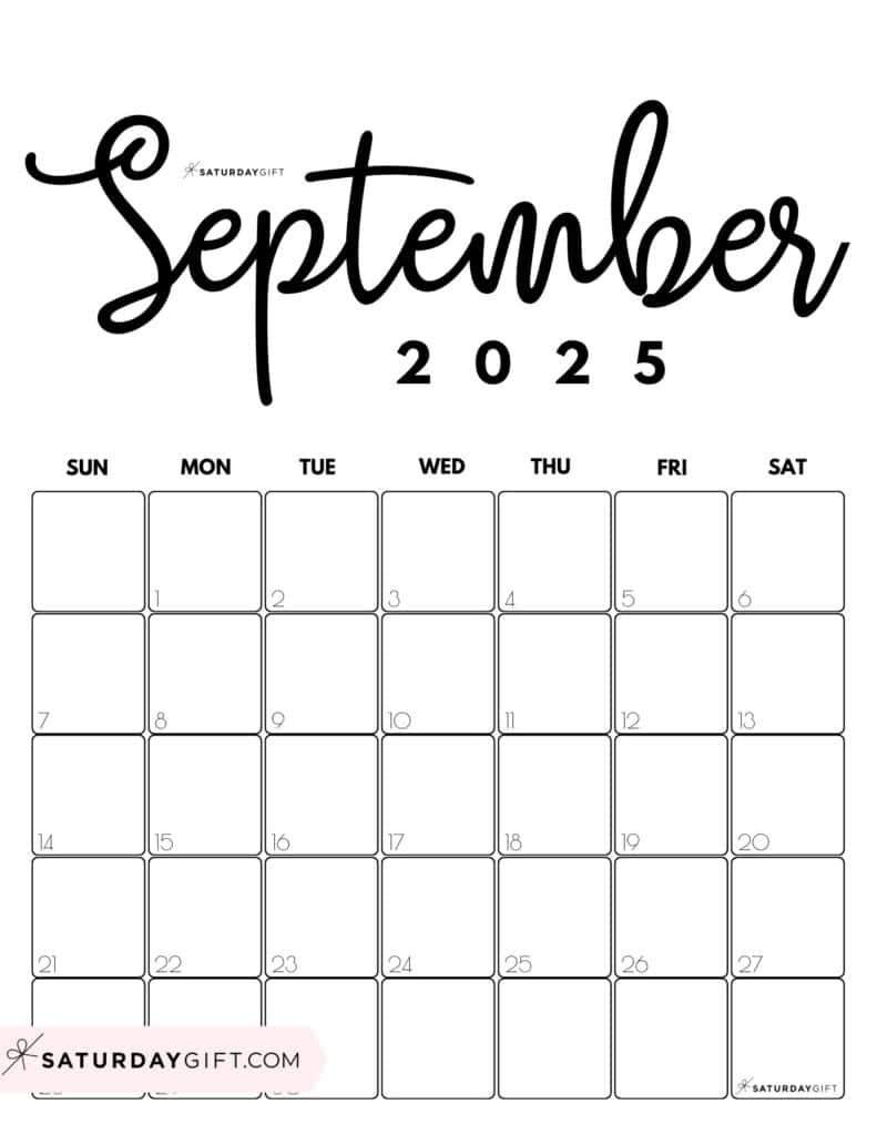 September 2025 Calendars - 23 Cute Free Printable Pdfs | Saturdaygift throughout September 2025 Calendar Printable Vertical