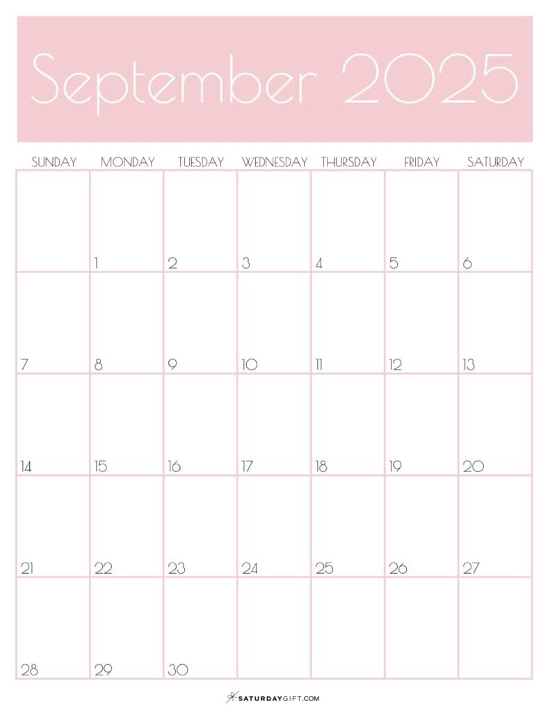 September 2025 Calendars - 23 Cute Free Printable Pdfs | Saturdaygift with September 2025 Calendar Page