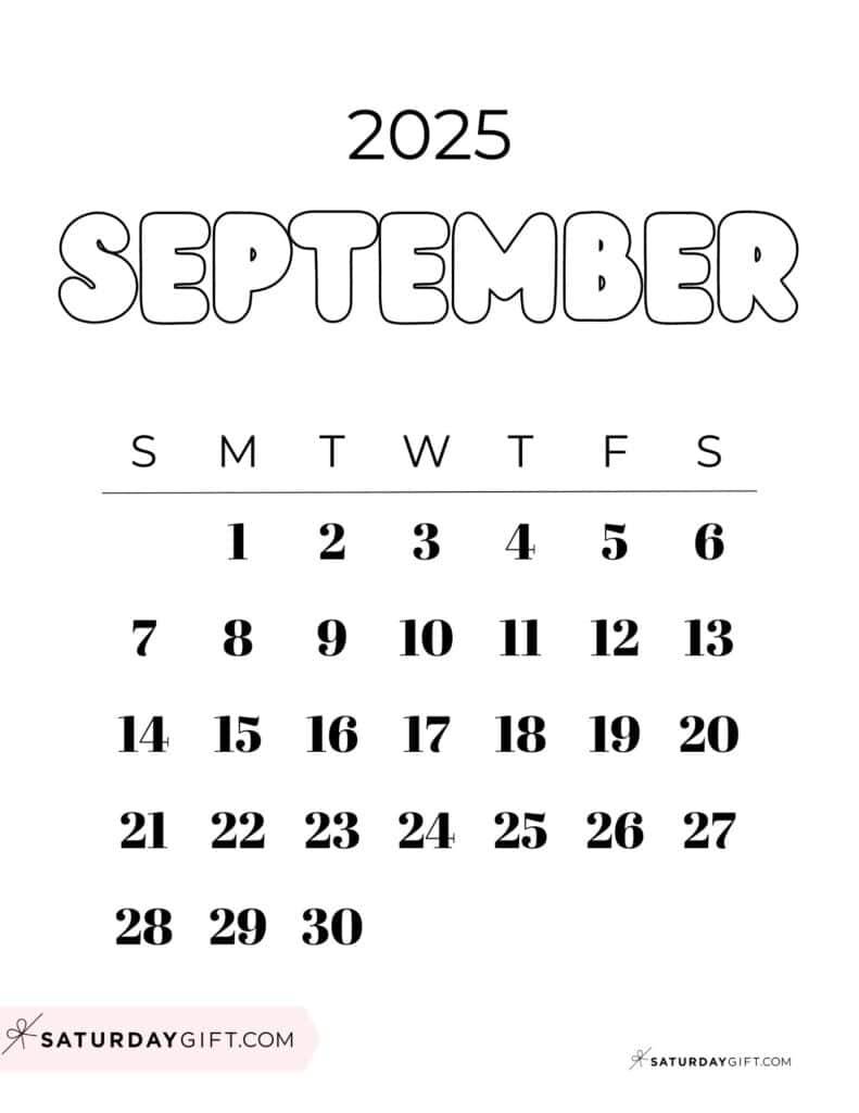 September 2025 Calendars - 23 Cute Free Printable Pdfs | Saturdaygift within September 2025 Calendar Cute
