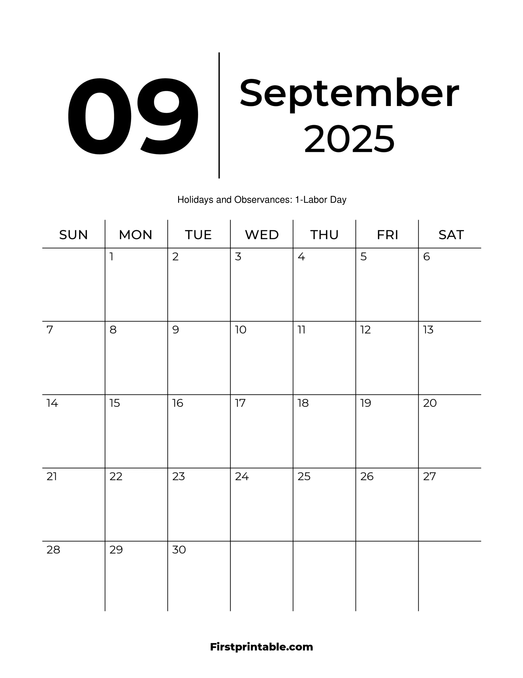 September 2025 Calendars - Free Printable &amp;amp; Fillable pertaining to September Calendar 2025 Blank Printable