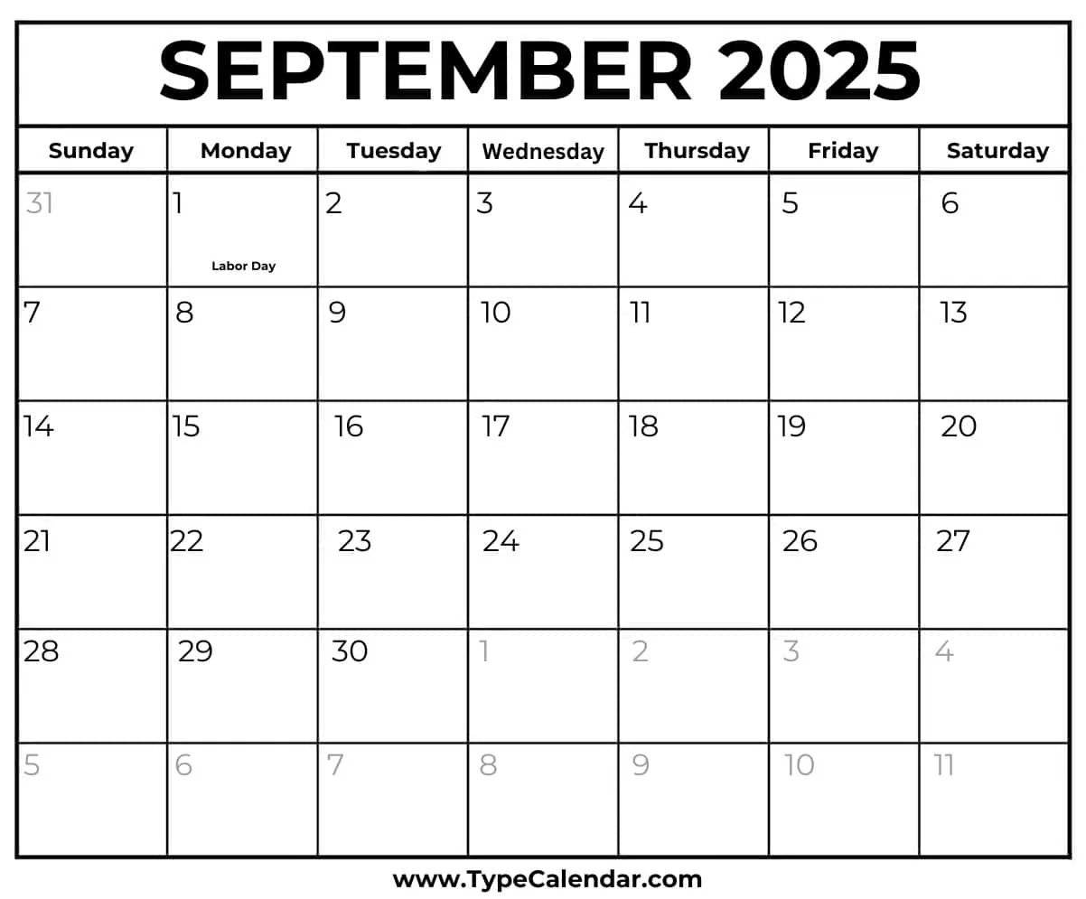 September 2025 Calendars - Free Printable Templates in September 2025 Calendar Labor Day
