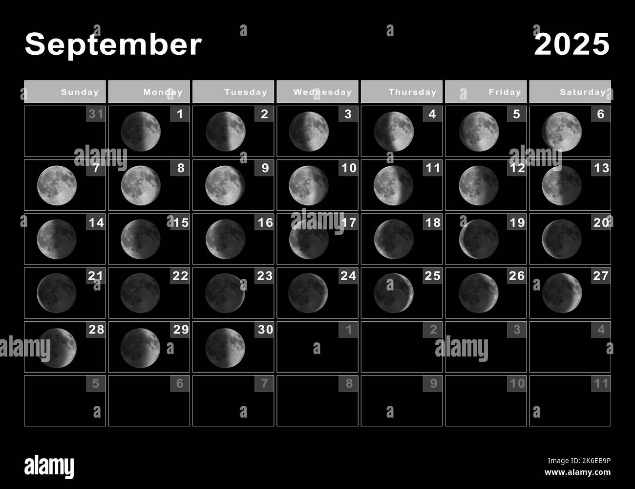 September 2025 Lunar Calendar, Moon Cycles, Moon Phases Stock throughout Full Moon Schedule September 2025 Calendar