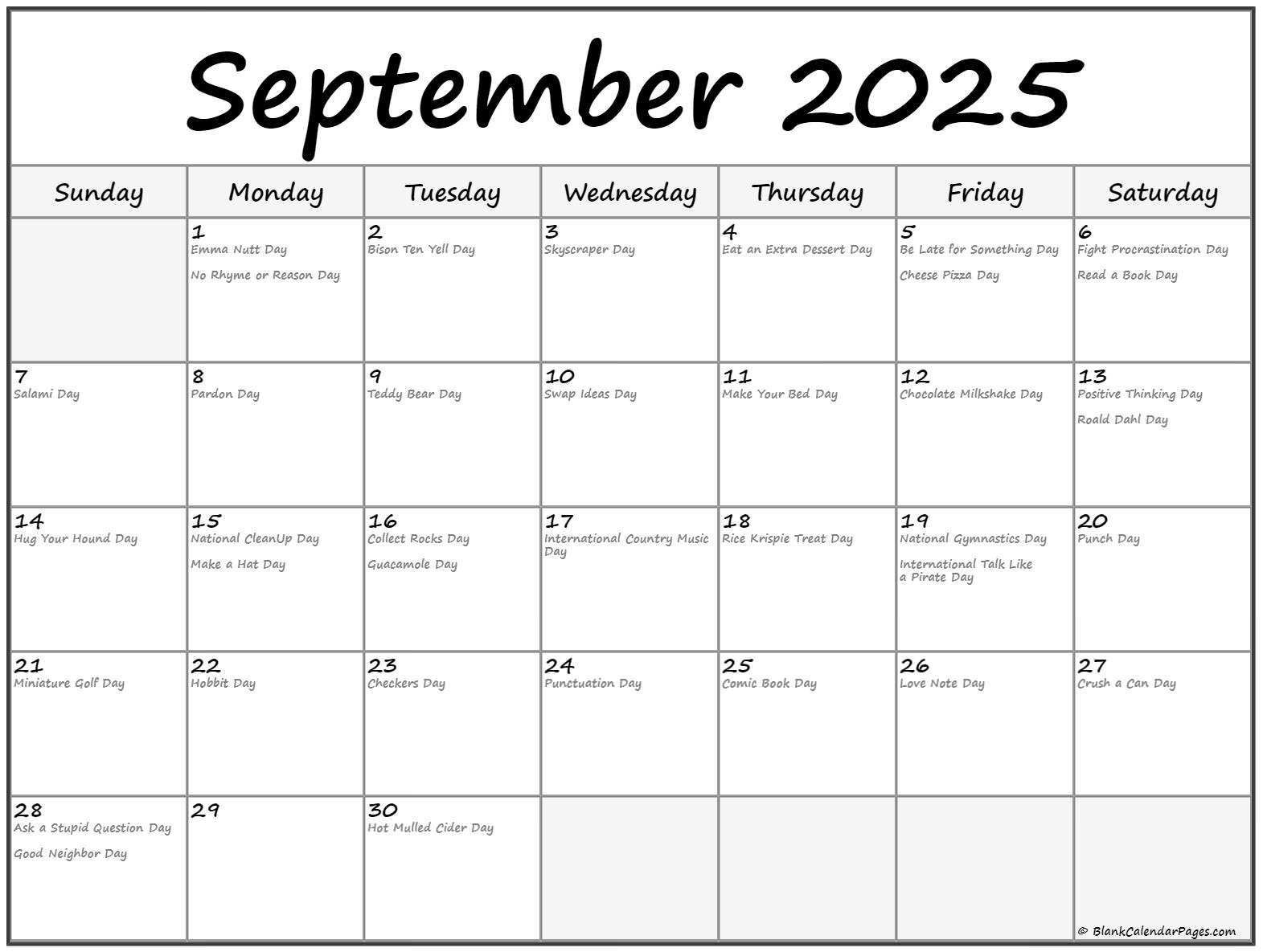 September 2025 With Holidays Calendar with regard to National Days in September 2025