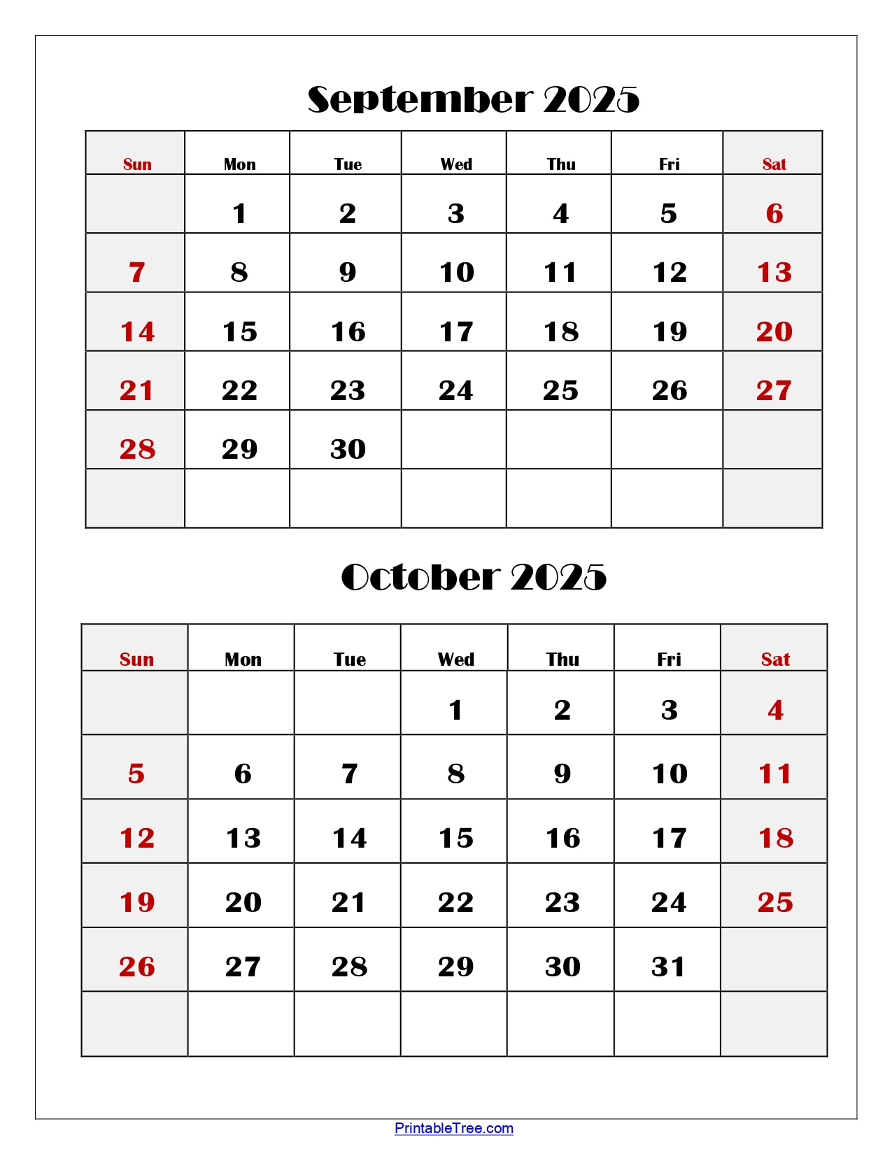 September And October 2025 Calendar Printable Pdf | Two Months within September October Printable Calendar 2025