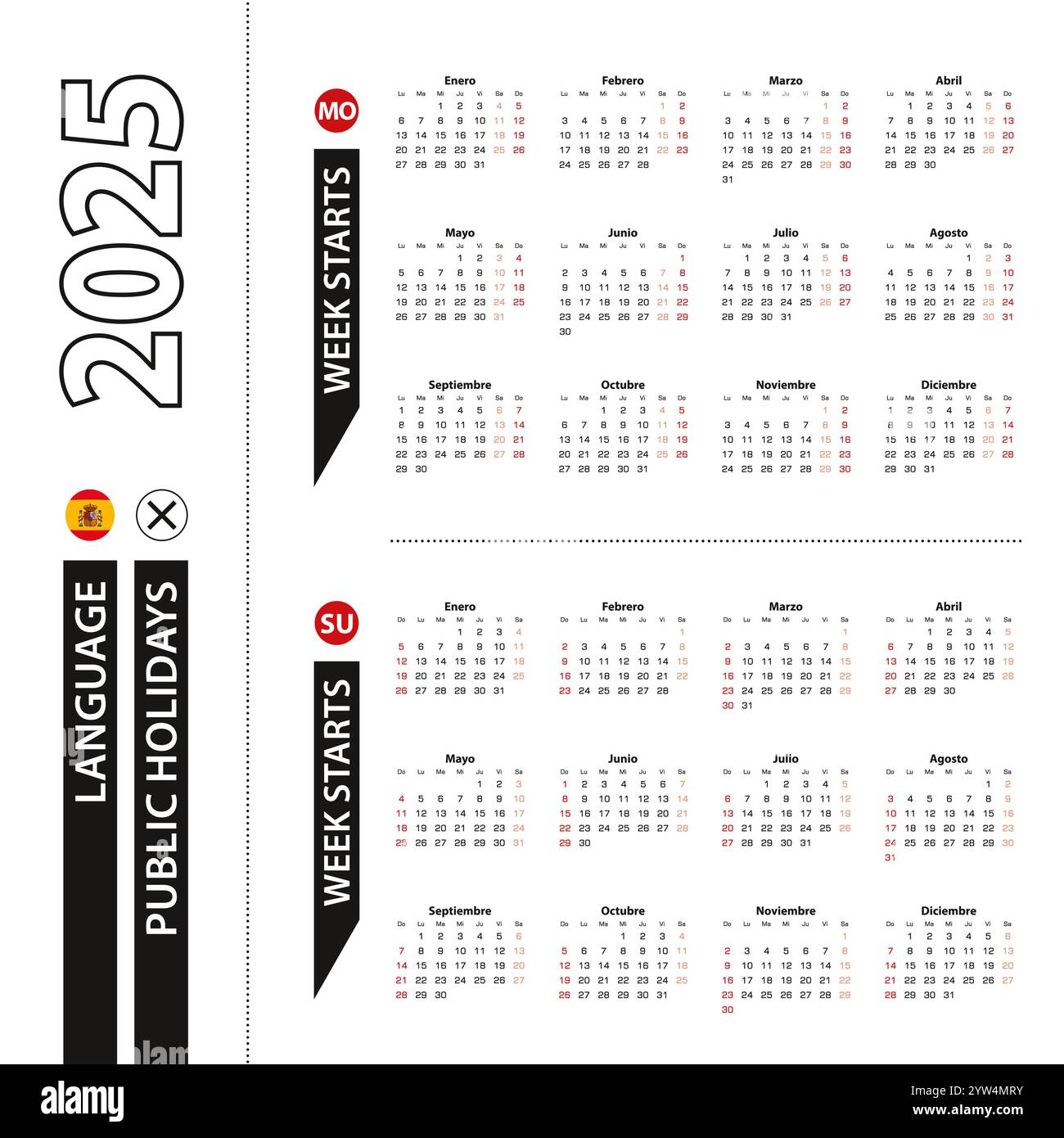 September Vector Flat Daily Calendar Hi-Res Stock Photography And inside September 2025 Calendar in Spanish